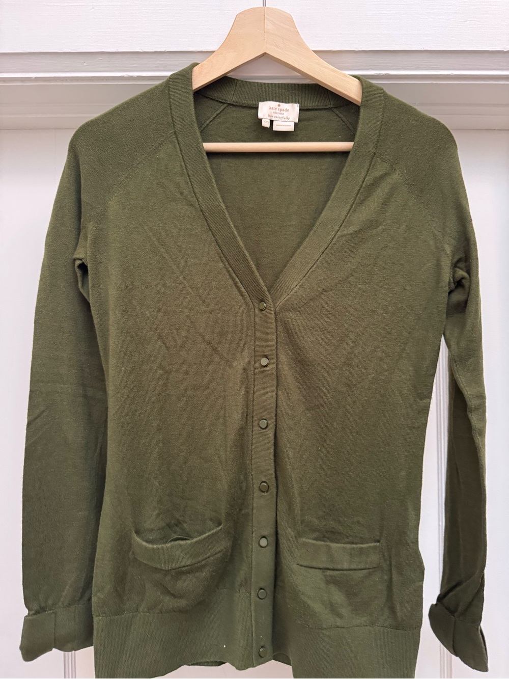 Kate Spade | New York Olive Green V-Neck Button Cardigan